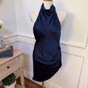 Amanda Uprichard X REVOLVE Samba Gown in Navy Silk Mini Medium